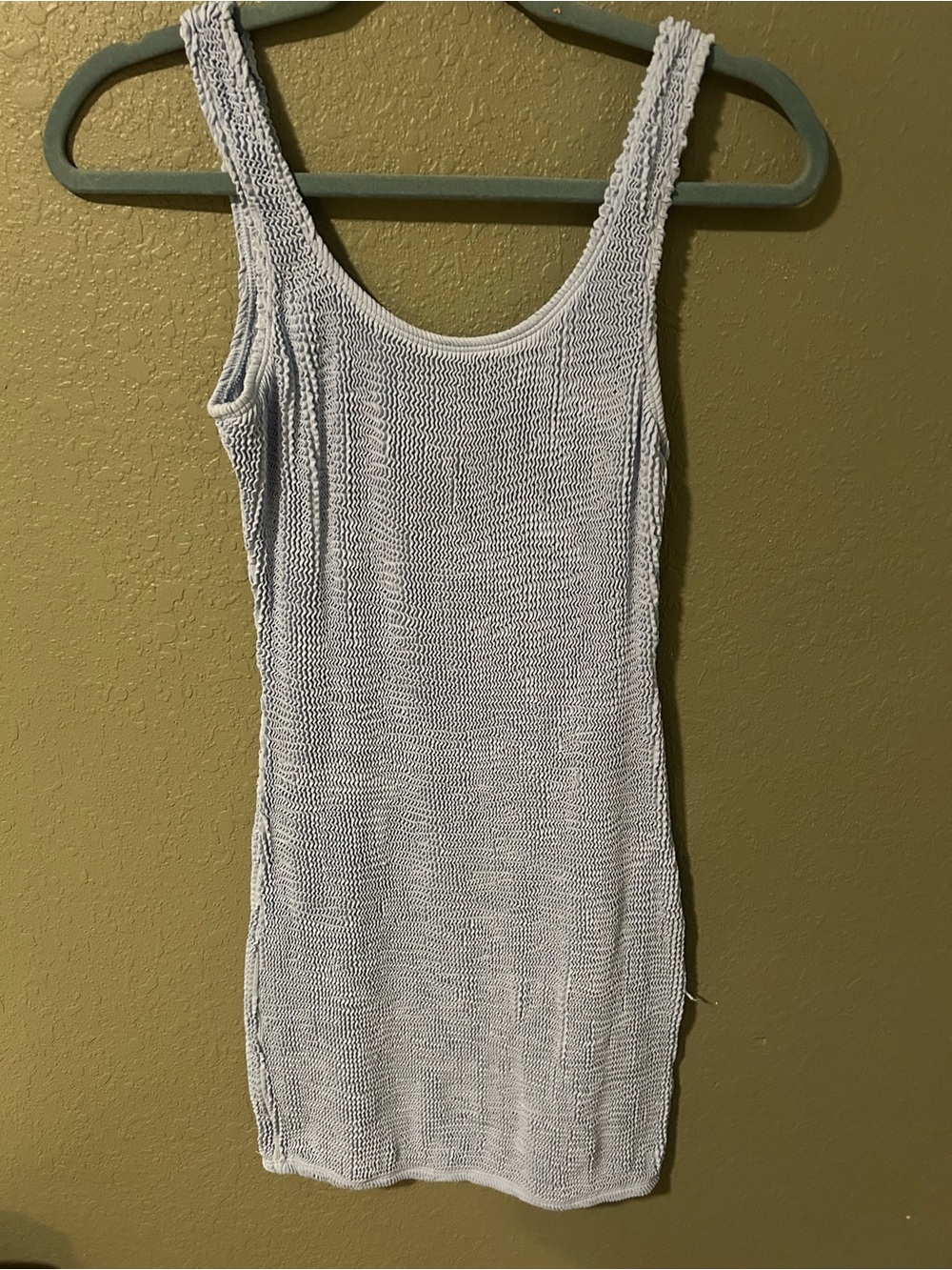 Beach Haus One Size Light Blue Crinkle Stretch Swim Dress / Lined Cover-Up